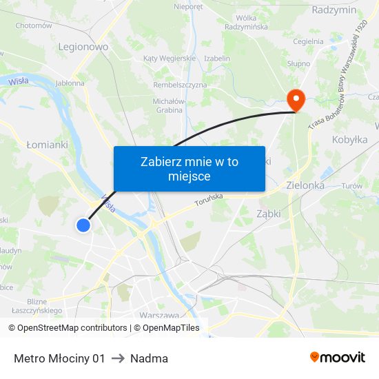 Metro Młociny 01 to Nadma map