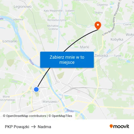 PKP Powązki to Nadma map