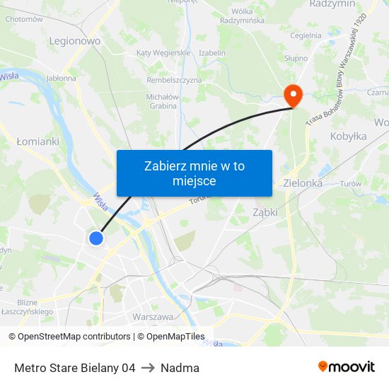 Metro Stare Bielany 04 to Nadma map