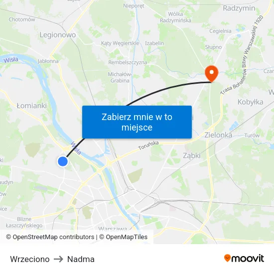 Wrzeciono to Nadma map