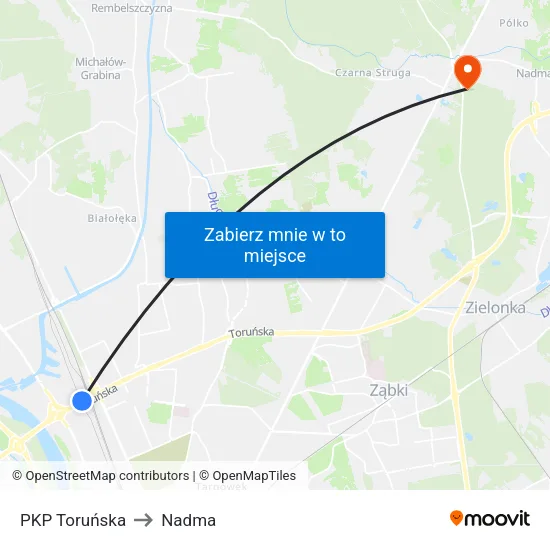 PKP Toruńska to Nadma map