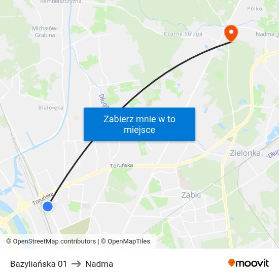 Bazyliańska to Nadma map