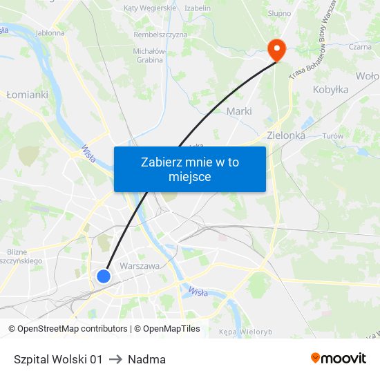 Szpital Wolski 01 to Nadma map