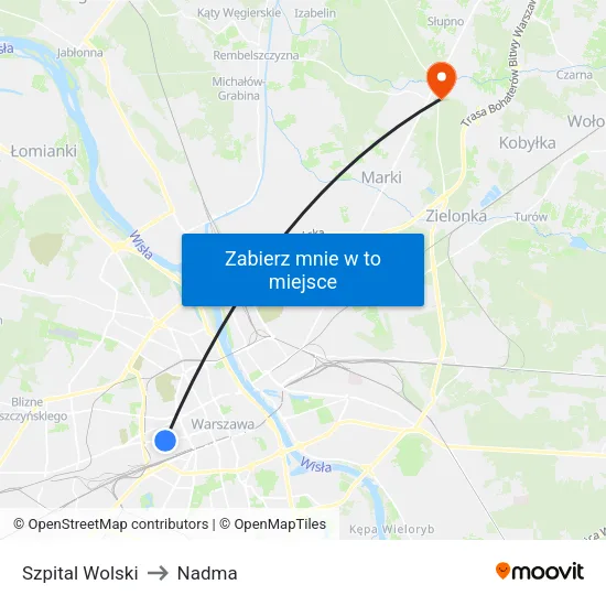 Szpital Wolski to Nadma map