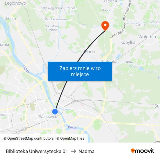 Biblioteka Uniwersytecka 01 to Nadma map
