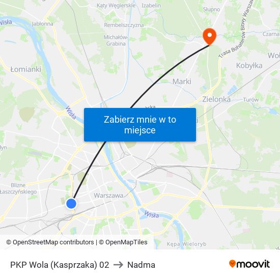 PKP Wola (Kasprzaka) to Nadma map