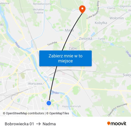 Bobrowiecka 01 to Nadma map