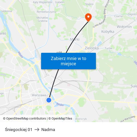 Śniegockiej 01 to Nadma map