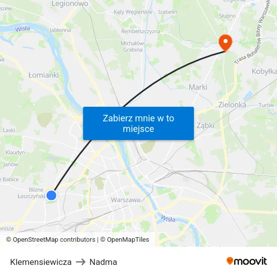 Klemensiewicza to Nadma map