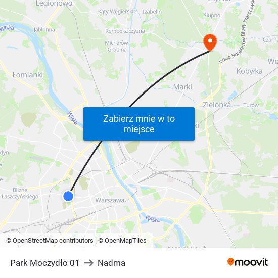 Park Moczydło to Nadma map