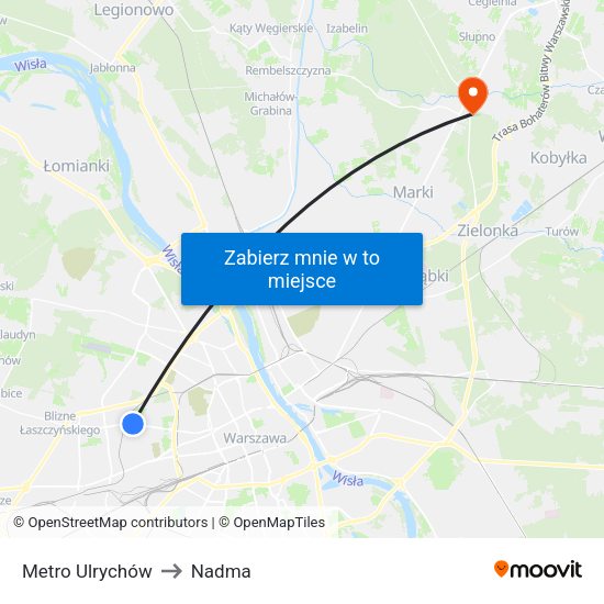 Metro Ulrychów to Nadma map