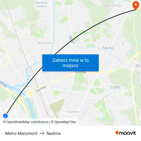 Metro Marymont to Nadma map