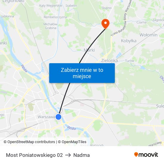 Most Poniatowskiego to Nadma map