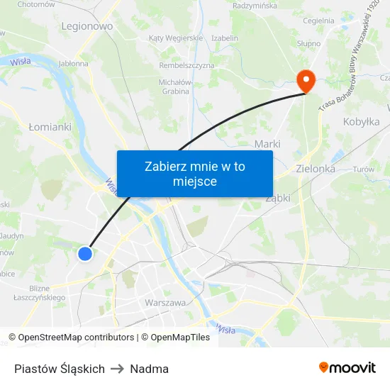 Piastów Śląskich to Nadma map