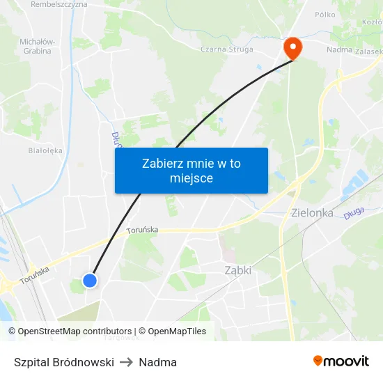 Szpital Bródnowski to Nadma map