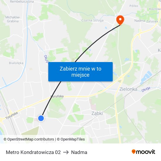 Metro Kondratowicza 02 to Nadma map