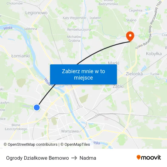Ogrody Działkowe Bemowo to Nadma map