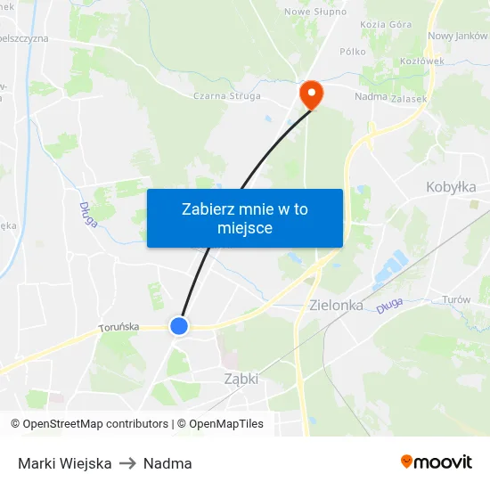 Marki Wiejska to Nadma map