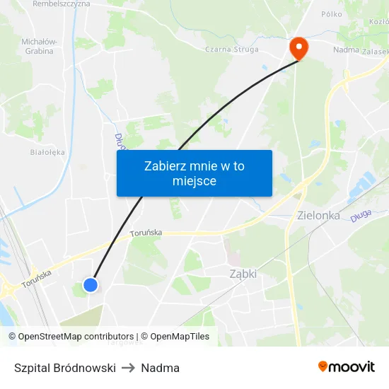 Szpital Bródnowski to Nadma map