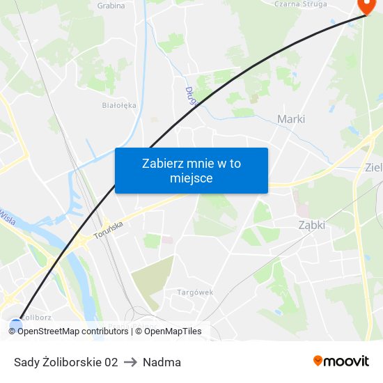 Sady Żoliborskie to Nadma map