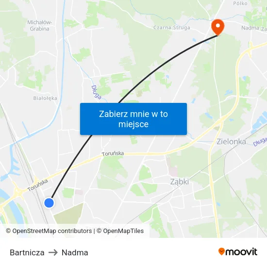 Bartnicza to Nadma map