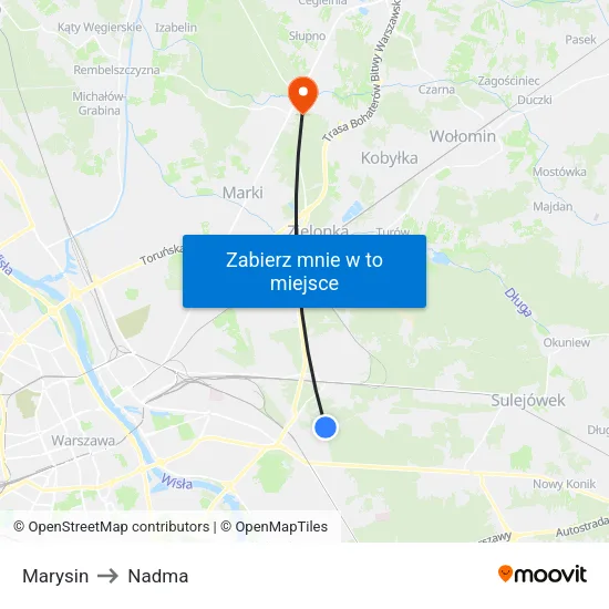 Marysin to Nadma map