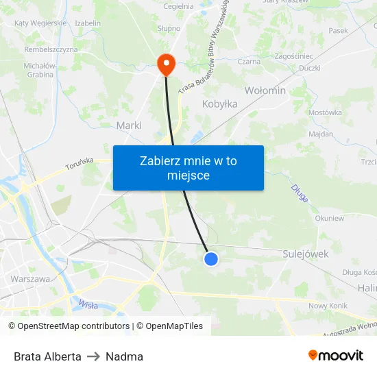 Brata Alberta to Nadma map