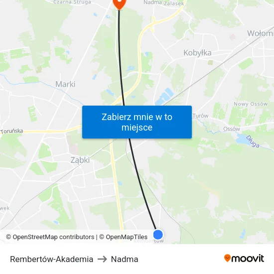 Rembertów - Akademia to Nadma map