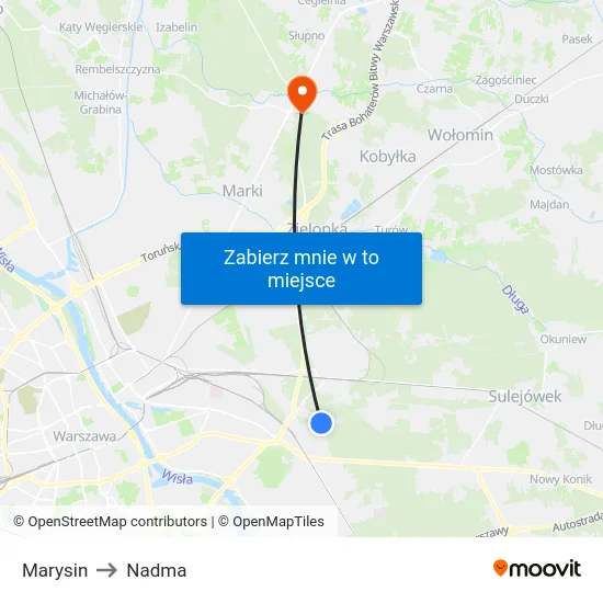 Marysin to Nadma map