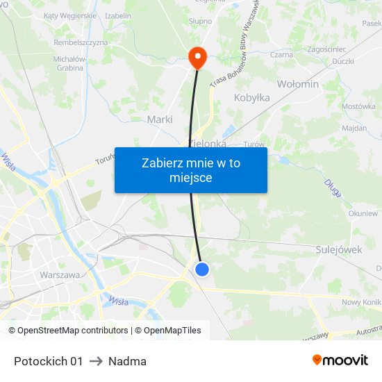 Potockich to Nadma map