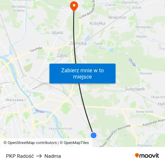 PKP Radość to Nadma map