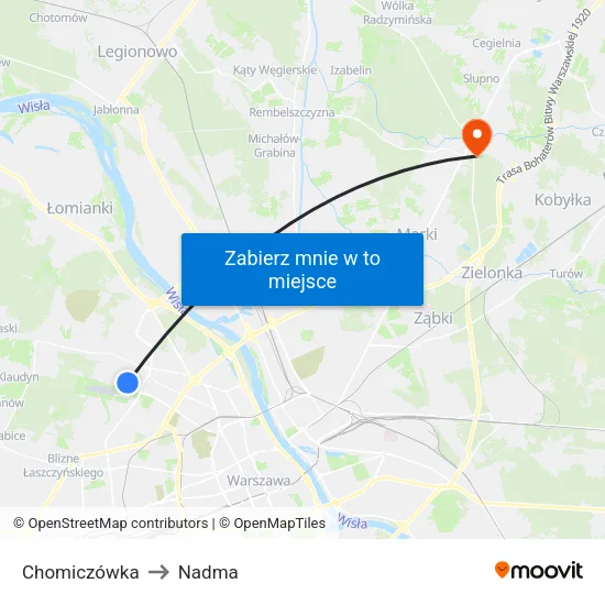 Chomiczówka to Nadma map