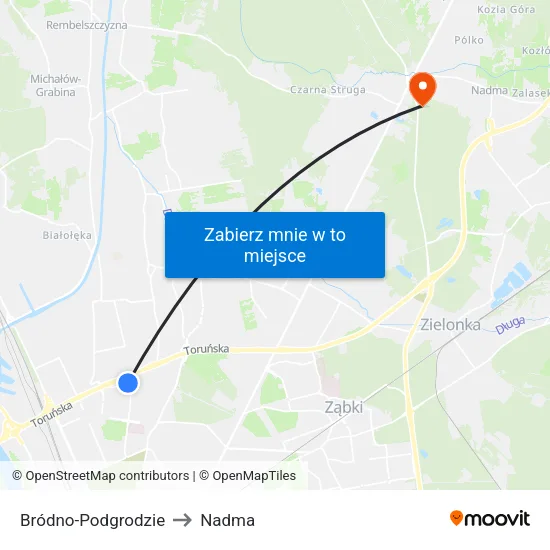 Bródno - Podgrodzie to Nadma map