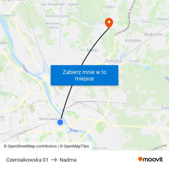 Czerniakowska 01 to Nadma map