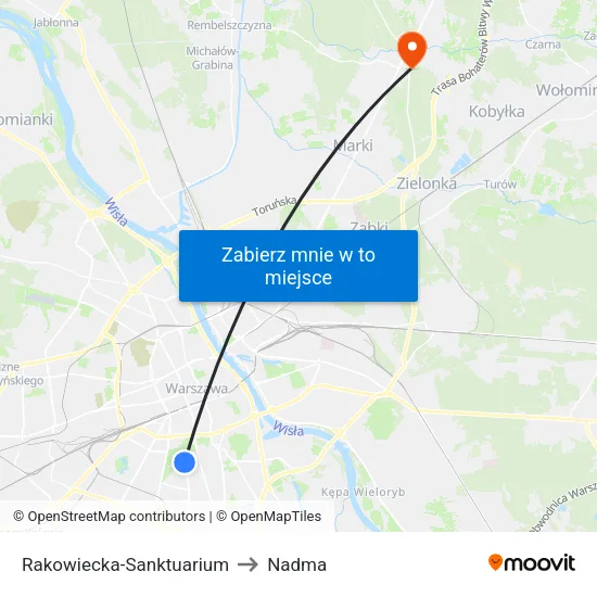 Rakowiecka-Sanktuarium to Nadma map