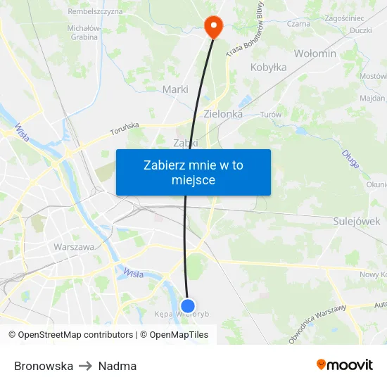 Bronowska to Nadma map