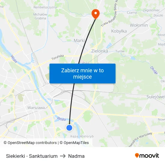 Siekierki - Sanktuarium to Nadma map