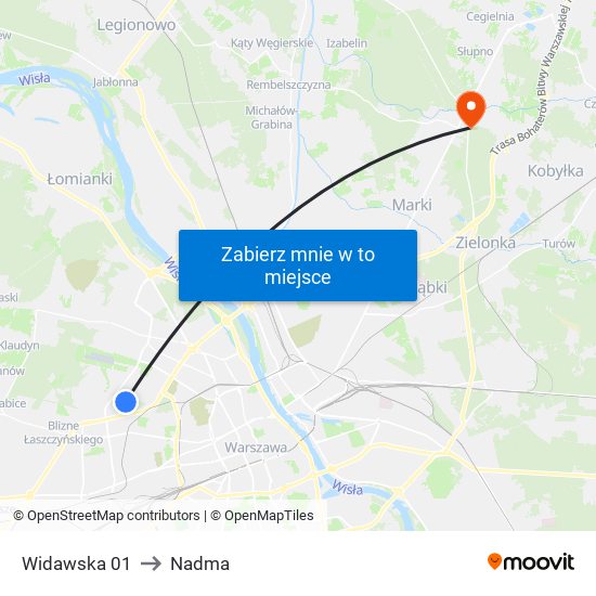 Widawska to Nadma map