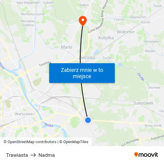 Trawiasta to Nadma map