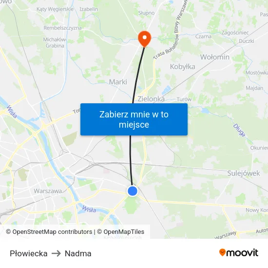 Płowiecka to Nadma map