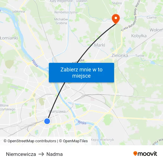Niemcewicza to Nadma map