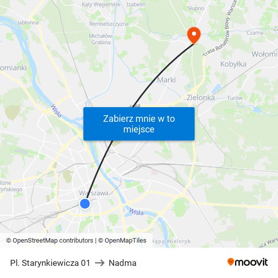 Pl. Starynkiewicza to Nadma map