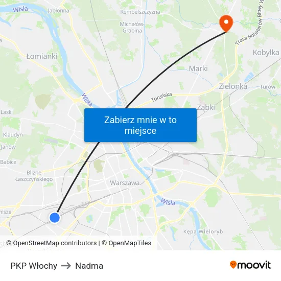PKP Włochy to Nadma map