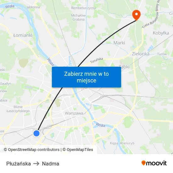 Płużańska to Nadma map