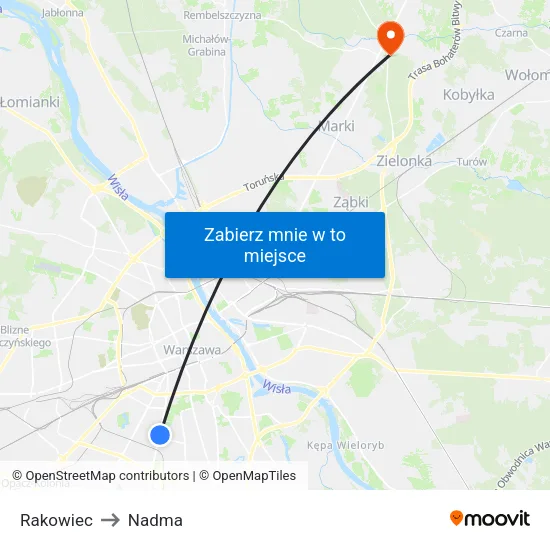 Rakowiec to Nadma map