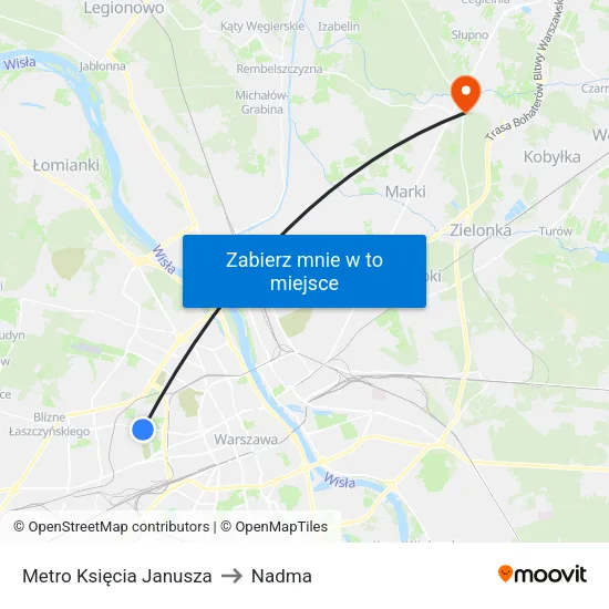 Metro Księcia Janusza to Nadma map