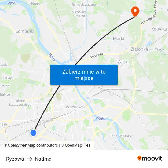 Ryżowa to Nadma map