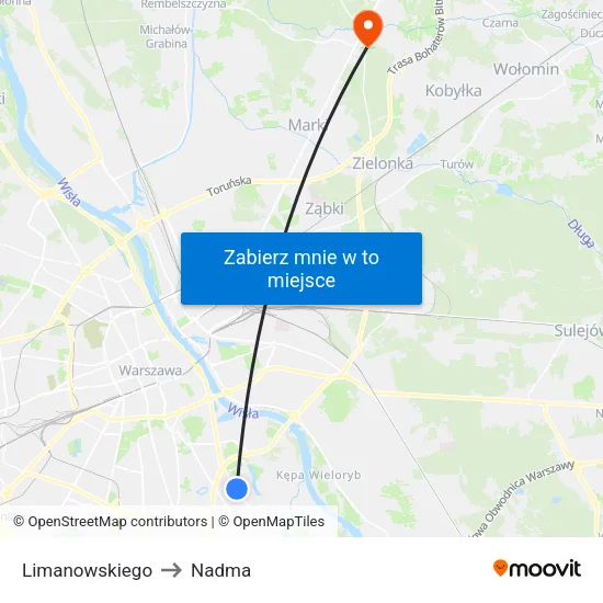 Limanowskiego to Nadma map
