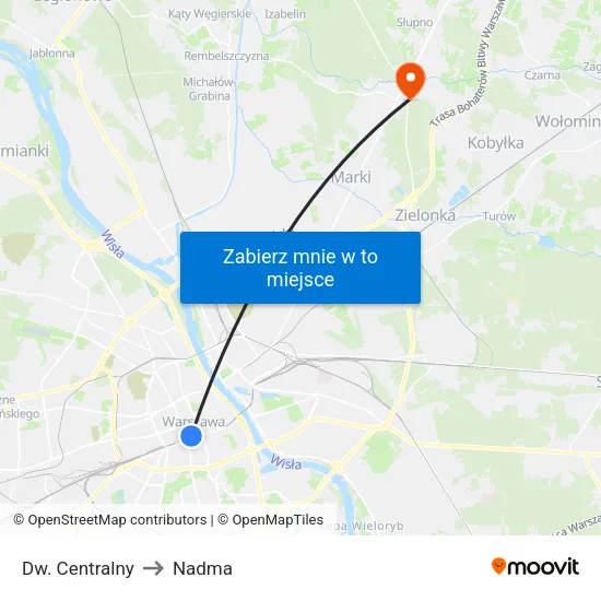 Dw. Centralny to Nadma map