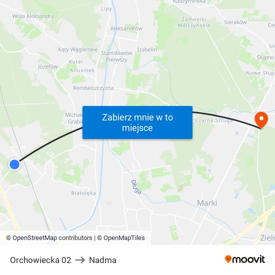 Orchowiecka 02 to Nadma map